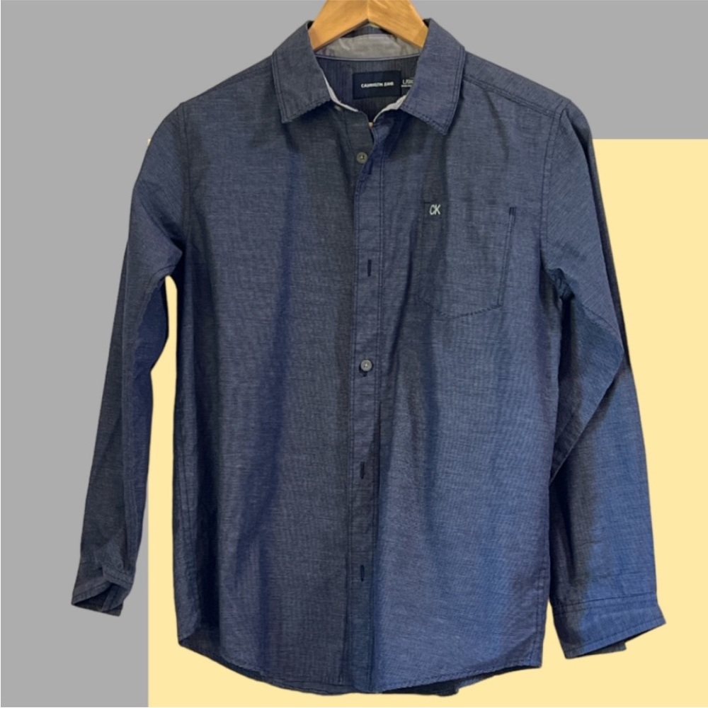 Calvin Klein Striped Navy Blue Big Boy Preppy Shirt.